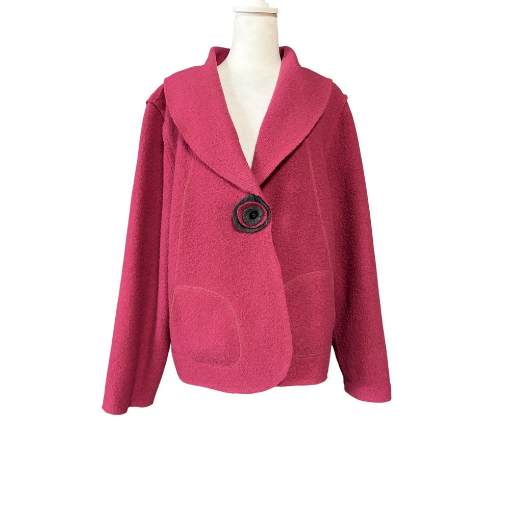 Nomadic Traders Womens XL Pink Wool Shawl Collar Jacket Button‎ Front Unlined